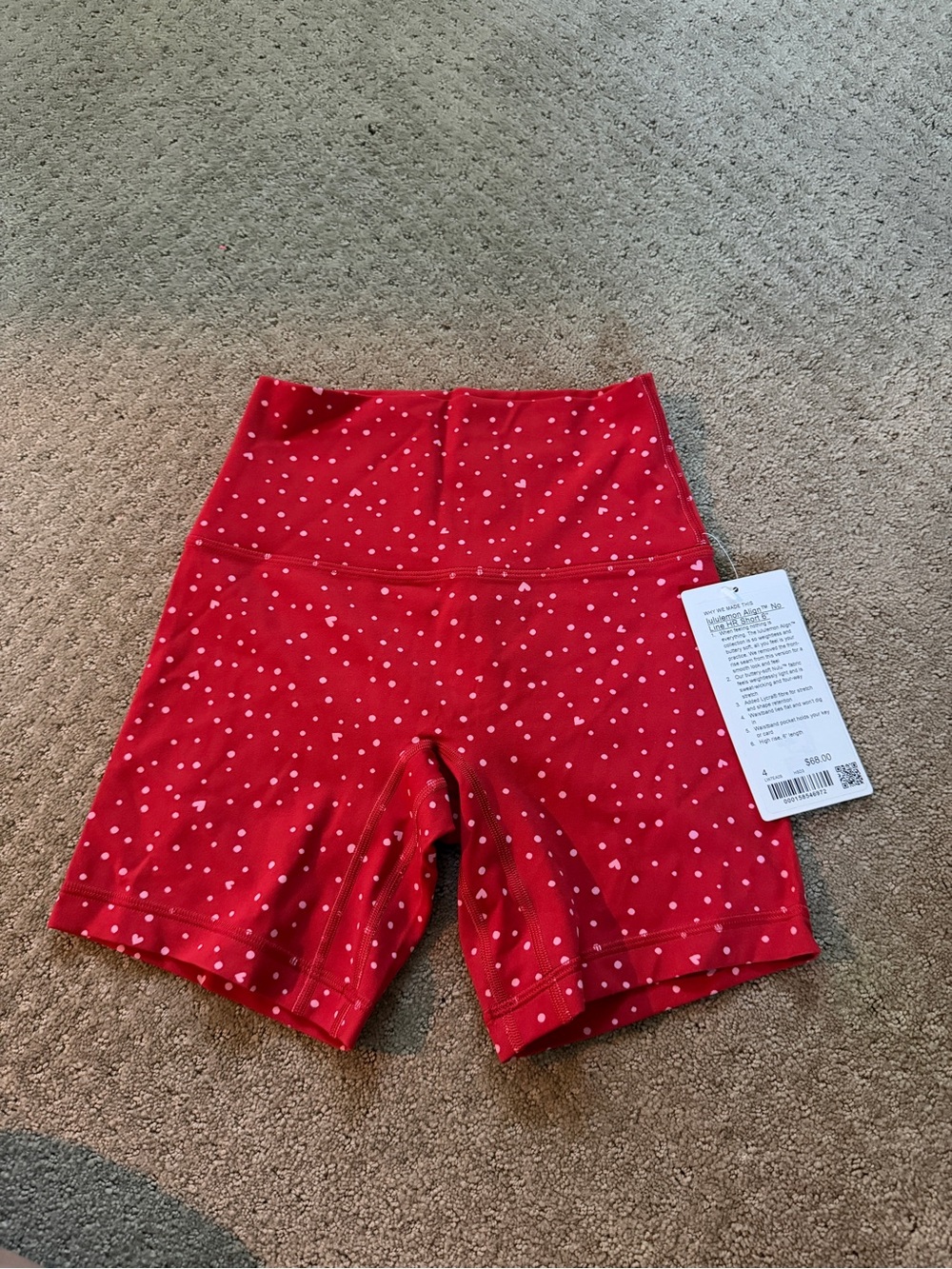 lululemon athletica Red Polka Dot Bike Shorts